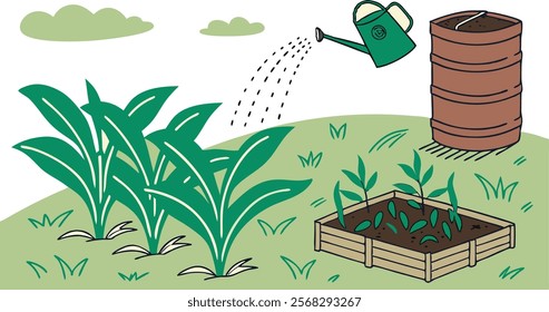 water drapping basket plant grawing