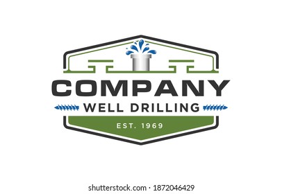 Water drilling emblem logo company premium vector template