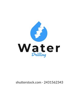 Ilustración vectorial de concepto de diseño de logotipo de perforación de agua