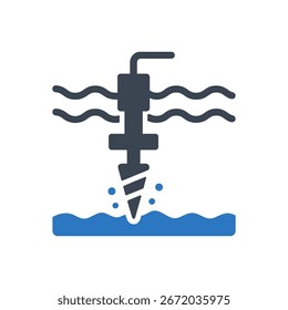 Icono de la máquina de perforación de agua aislado sobre fondo blanco 
