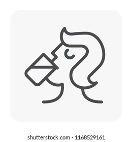 Water drink and health icon, black color.