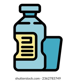 Vector de contorno de icono de bebida de agua. Ejecutar el programa. Color de información de cuidado plano