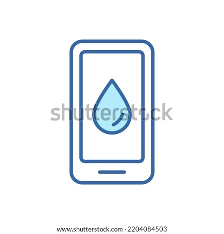 Water Drink Reminder Linear Icon. App of Daily Water Tracker for Mobile Phone. Smartphone with Application for remind Drink Dose. Water Planner Line Icon. Editable stroke. Vector illustration.