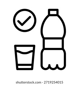 Agua que bebe la Ilustración vectorial sana, icono del estilo de la línea.