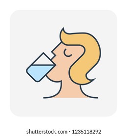 Water drinking icon, editable stroke.
