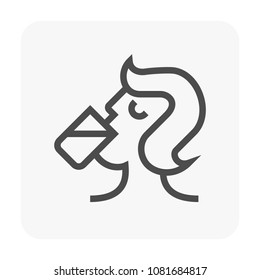 Water drinking icon on white background.