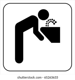  Water Drinking Symbol. Fountain Icon, Vector