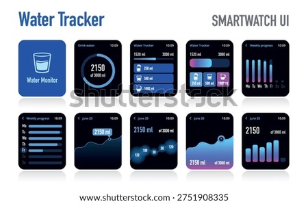 Water Drinking Tracker Smartwatch App UI Kit No.8