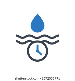Icono de tiempo de goteo de agua aislado sobre fondo blanco 
