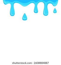 Water dripping banner. Liquid flows and drips. Banner wet drip template.