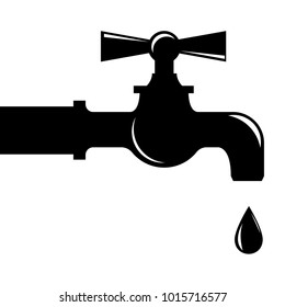 Water drips from the tap. Vector illustration