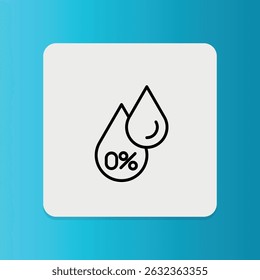 Water drop with 0% label, symbolizing fat-free product.	
