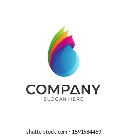 Water Drop 3d Logo Design - Colorful Gradient Liquid Logo Template - Abstract Nature Logo Element