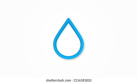 water drop 3d realistic line icon. Vector top view illustration. color pictogram isolated on white background