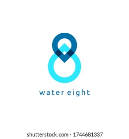 water drop , 8 number logo concept.