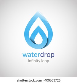 Water drop abstract infinite looped vector logo design template. Line art creative concept. 