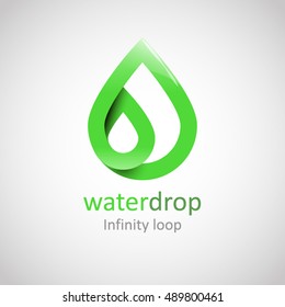 Water drop abstract infinite looped vector logo design template. Line art creative concept. 