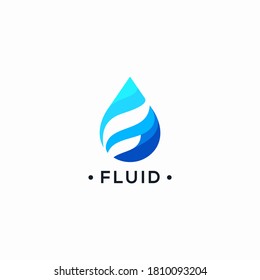water drop abstract logo with initials letter F