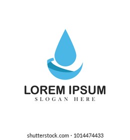 Water drop abstract nature mineral logo vector design illustration emblem isolated creative aqua