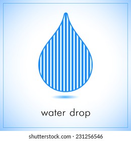 Water drop abstract vector logo design template. Vertical line art creative concept