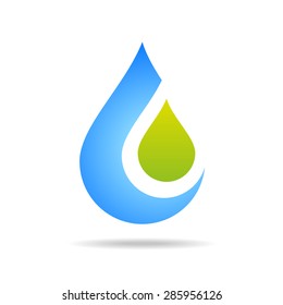 Water drop abstract vector logo design template. Waterdrop creative shape such as logotype. Clear water - concept symbol. Eco emblem.