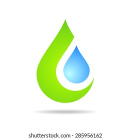 Abstrakter Vektor Logo Design-Vorlage für Wassertropfen. Wassertropfen kreative Form wie Logotype. Klare Gewässer - Konzeptsymbol. Umweltzeichen.