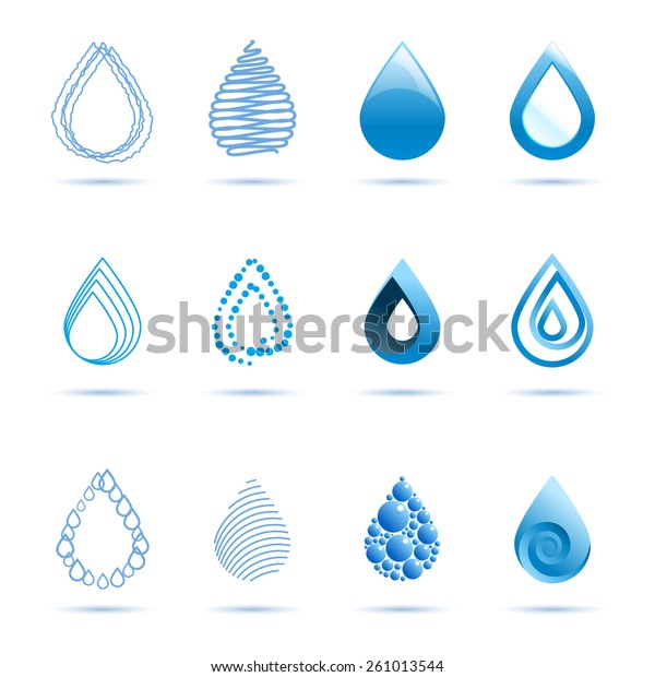 水滴の抽象的なベクター画像ロゴデザインテンプレート 水滴の青の3d ボリュームアイコンとフラットアイコンのドロップ Eps10 のベクター画像素材 ロイヤリティフリー