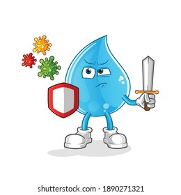 water drop against viruses cartoon. cartoon mascot vector