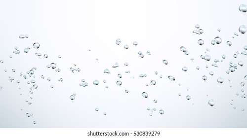 Water drop and air bubbles in white background. Detailed and realistic Vector illustration