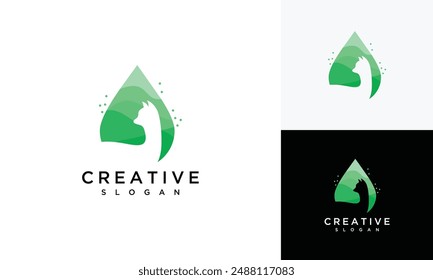 Water drop and alpaca logo design template. alpaca water logo design inspiration	