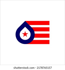 water drop with american flag logo design vector sign