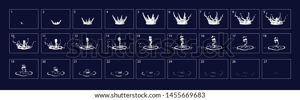 Water drop animation. Water sprite sheet for game or cartoon or