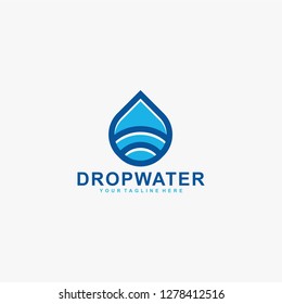 Water drop aqua logo design vector