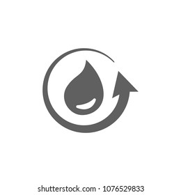 Water drop with arrow icon in trendy flat style isolated on white background. Symbol for your web site design, logo, app, UI. Vector illustration, EPS
