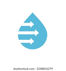 Water drop with arrow logo design, water delivery logo 