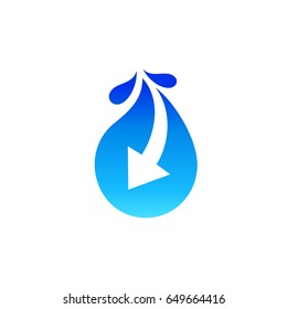 Water Drop With Arrow  Logo Template