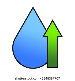 Flecha de caída de agua hacia arriba. Ilustración vectorial. EPS 10.