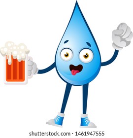 Wassertropfen mit Bier, Illustration, Vektorgrafik auf weißem Hintergrund.