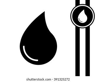 water drop - black and white vector icon