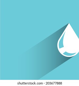 water drop, blue background, flat and shadow theme