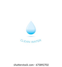 Water drop blue color with shadow