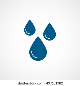 Water Drop Blue Flat Icon On White Background
