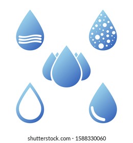 water drop blue gradient icon set. Simple flat vector illustration eps10 isolated on white background