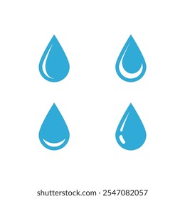 Water drop blue icon. Aqua symbol isolated vector set. Water bubble sign on white background