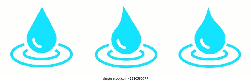 Ilustración vectorial de icono azul de caída de agua. Vector de material.