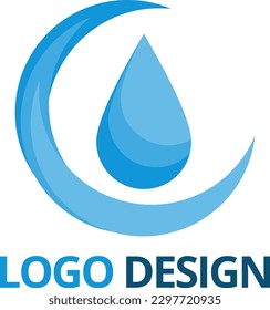 Diseño de logotipo azul de caída de agua
