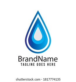 Plantilla vectorial de icono del logotipo azul de caída de agua.