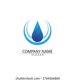Water drop and blue Logo Template vector illustration design