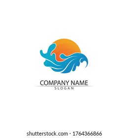 Water drop and blue Logo Template vector illustration design