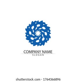 Water drop and blue Logo Template vector illustration design
